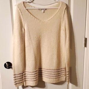 LC Lauren Conrad, sweater, S, cream and pink